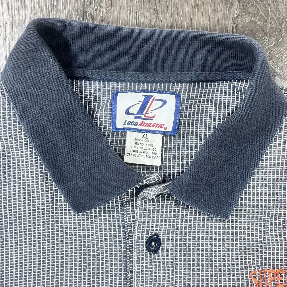 Denver Broncos Polo Shirt‎ Mens XL Blue  Super Bowl XXXII Logo Athletic VTG 1998 - Picture 6 of 6